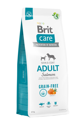 BRIT CARE Grain-free Adult Salmon 12kg + BRIT CARE Dog Dental Stick Teeth & Gums -5% billiger!!!