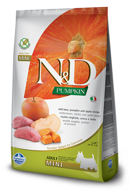 Farmina N&D Pumpkin Grain Free canine BOAR AND APPLE ADULT MINI 7kg + Überraschung für den Hund