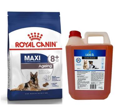 ROYAL CANIN Maxi Ageing 8+ 15kg + LAB V Lachsöl 5l