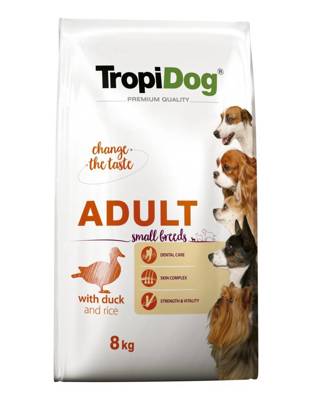 TROPIDOG Premium Adult Small Breeds mit Ente und Reis 2x8kg