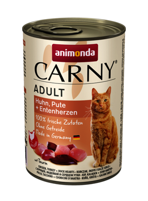 Animonda Cat Carny Adult Huhn, Pute i Entenherzen 400g 