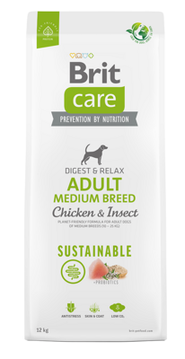 BRIT CARE Dog Sustainable Adult Medium Breed Chicken & Insect 12kg+2kg