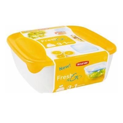 Curver Fresh & Go Lebensmittelbehälter-Set 0,8L + 1,7L + 2,9L + 0,25L - gelb