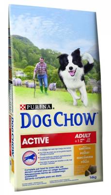 PURINA Dog Chow Adult Active Chicken 14kg + Überraschung für den Hund
