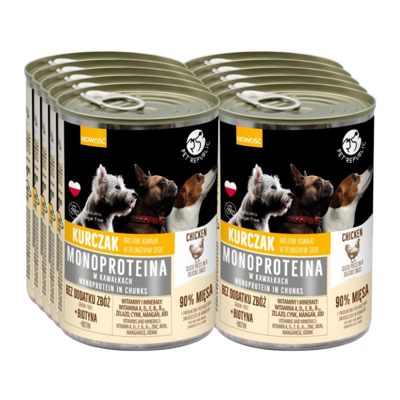 PetRepublic Huhn Monoprotein Futter für Hunde, Stücke in Sauce 10x400g