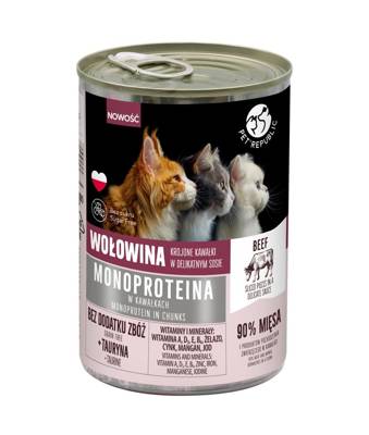 PetRepublic Rindfleisch-Monoproteinfutter für Katzen, Stückchen in Sauce 10x400g