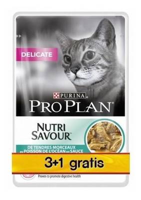 Purina Pro Plan Delicate mit Fisch für Katzen 4x85g (3+1 FREE)