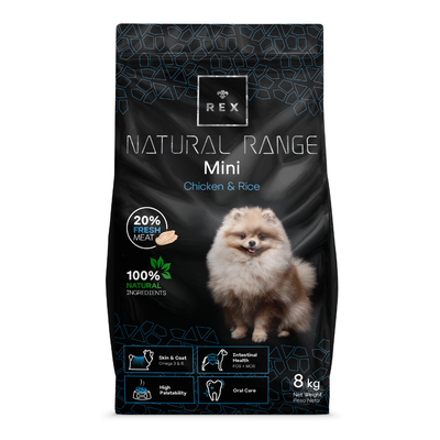 Rex Natural Range Mini Chicken & Rice 8kg + Überraschung für den Hund
