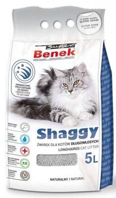 SUPER BENEK Shaggy Katzenstreu - Streu für Langhaarkatzen 5L
