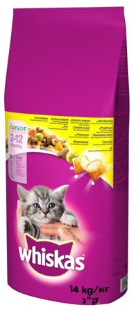 WHISKAS Junior Chicken Huhn 14kg + GIMBORN Gim Cat Paste Multi-Vitamin 50g -3% billiger!!!